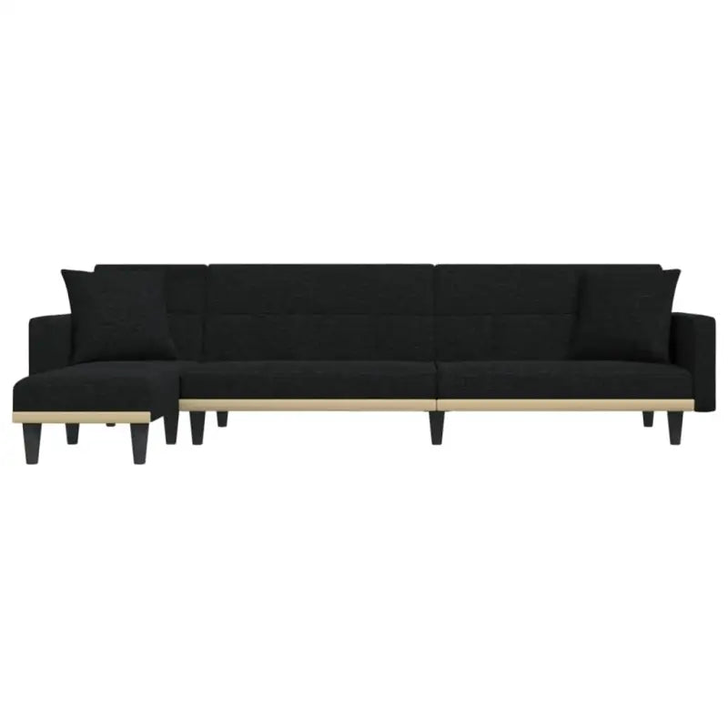 L-vormige slaapbank met chaise longue en hoogte voet voor kleine ruimtes - Zwart - Banken