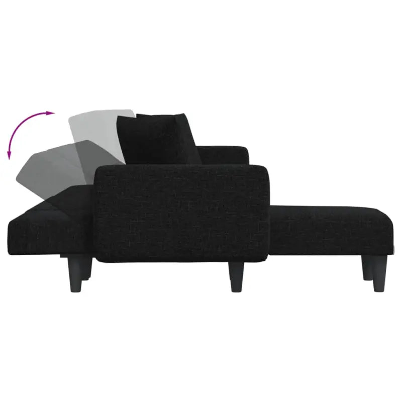 L-vormige slaapbank met chaise longue en hoogte voet voor kleine ruimtes - Zwart - Banken
