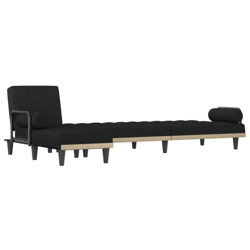 L-vormige slaapbank met chaise longue en hoogte voet voor kleine ruimtes - Zwart - Banken