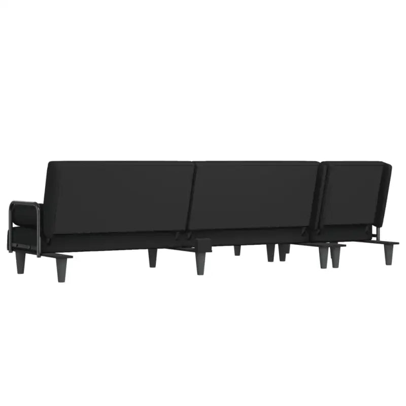 L-vormige slaapbank met chaise longue en hoogte voet voor kleine ruimtes - Zwart - Banken