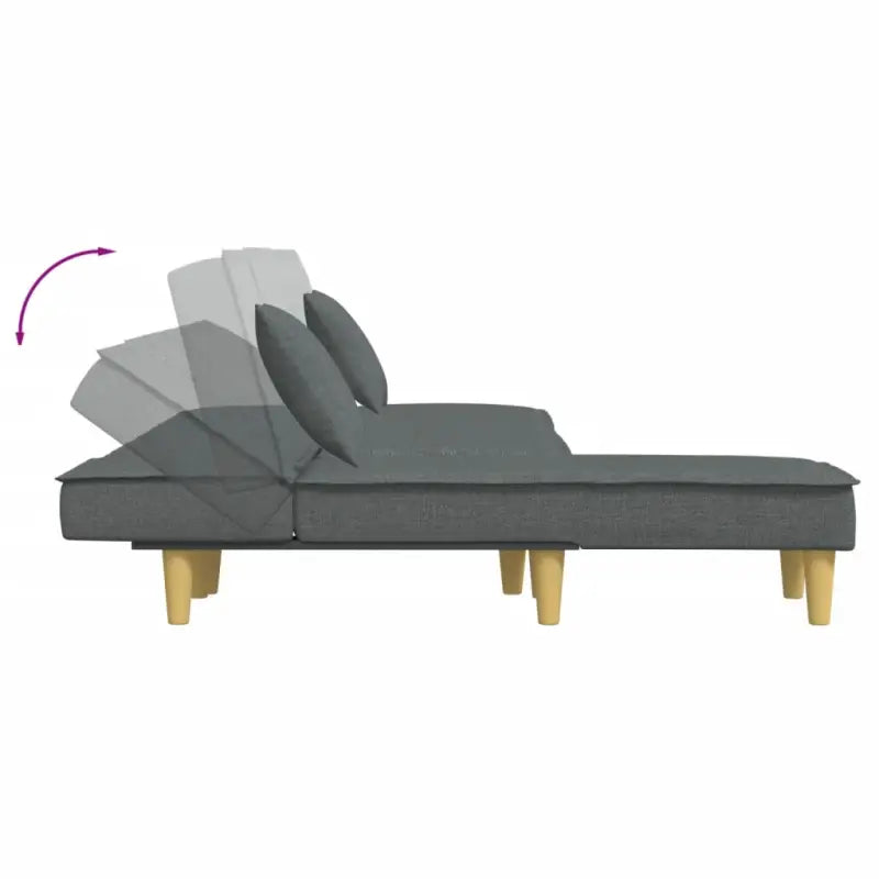 L-vormige slaapbank met chaise longue en ideale totale afmetingen - Donkergrijs - Banken