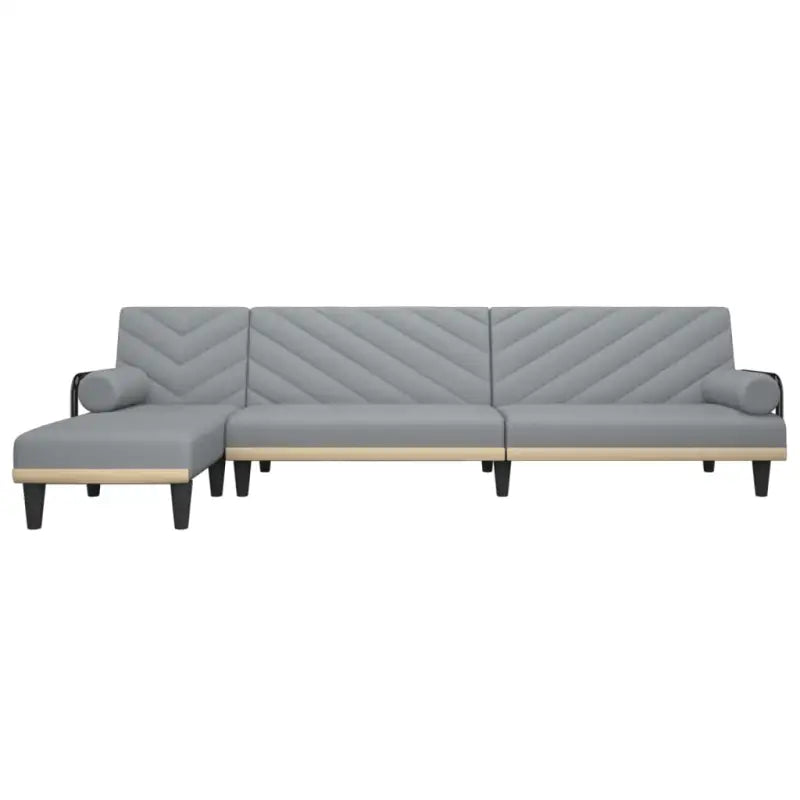 L-vormige slaapbank met chaise longue en perfecte totale afmetingen - Lichtgrijs - Banken