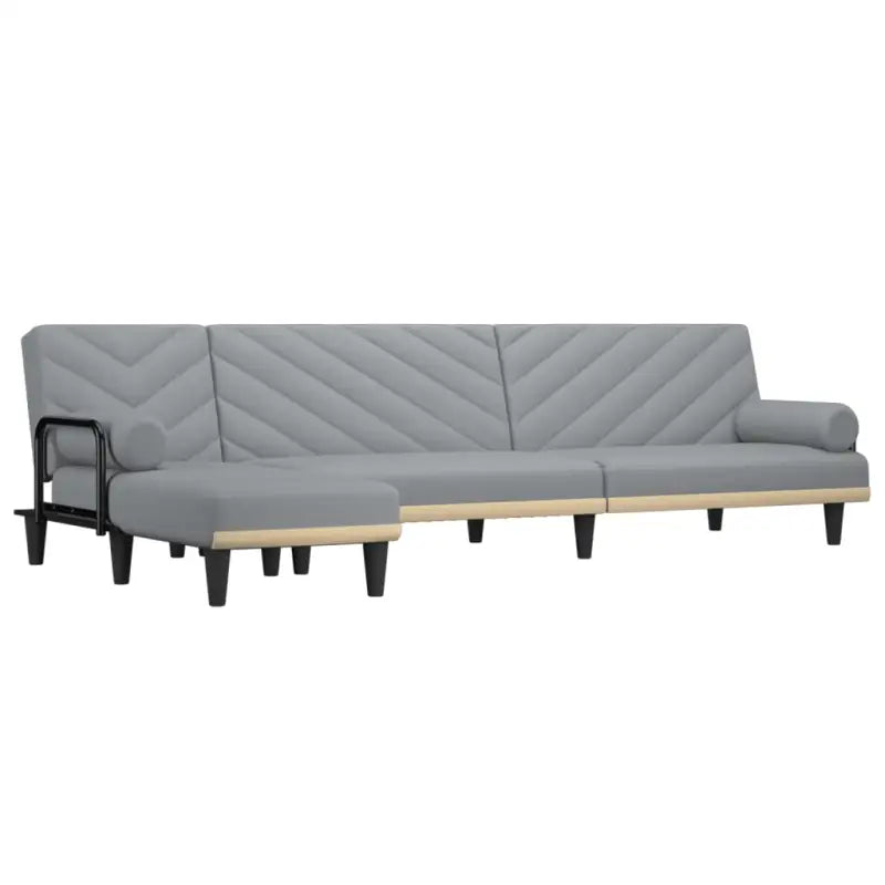 L-vormige slaapbank met chaise longue en perfecte totale afmetingen - Lichtgrijs - Banken