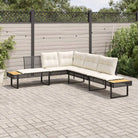 L-vormige tuinbank van poly rattan en gepoedercoat staal voor comfortabele zitervaring - Zwart / 1 - Loungebanken