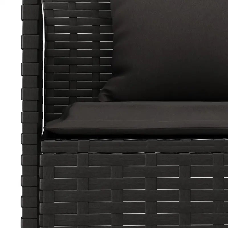 L-vormige tuinbank van poly rattan met zwart materiaal en comfortabele vulling - Loungebanken