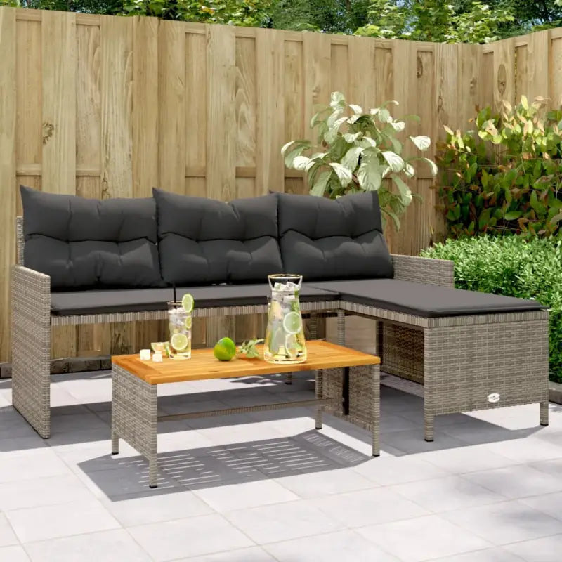 L-vormige tuinbank van poly rattan voor comfortabele zitervaring - Grijs / 1 / Hout - Loungebanken