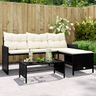 L-vormige tuinbank van poly rattan voor comfortabele zitervaring - Zwart en crème / 1 / Glas - Loungebanken