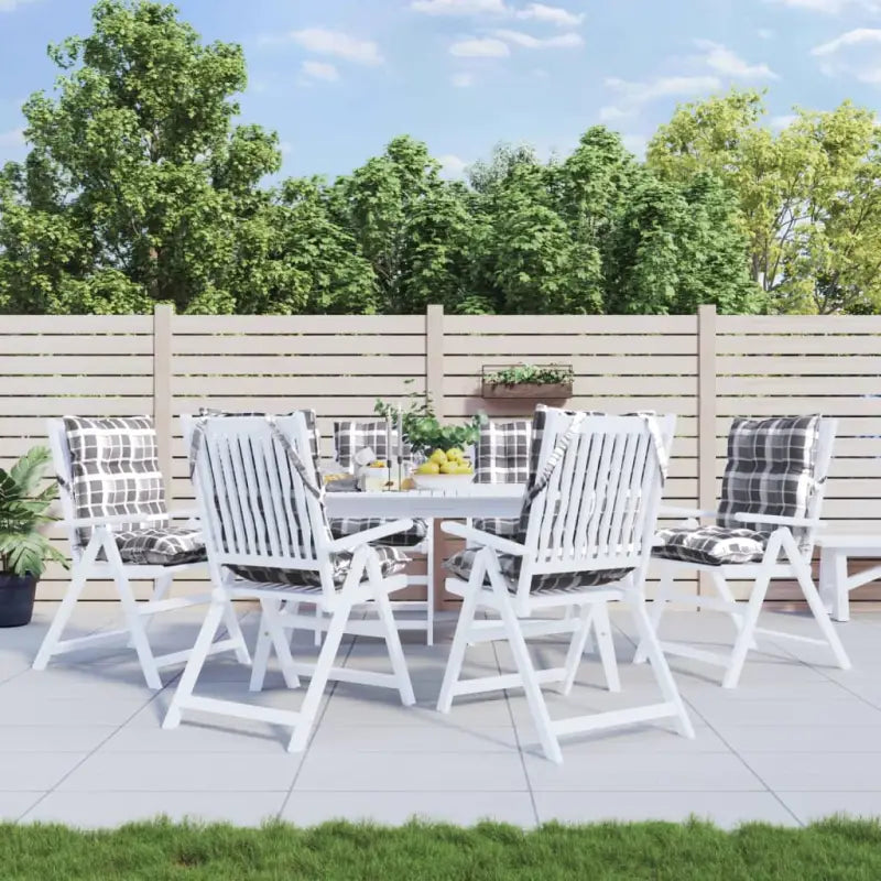 Lage rug stoelkussens van oxford stof voor een frisse buitenruimte - Grijs ruitpatroon / 6 / with 2 elastic straps