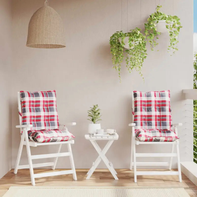 Lage rug stoelkussens van oxford stof voor een frisse buitenruimte - Rood ruitpatroon / 2 / with 2 elastic straps