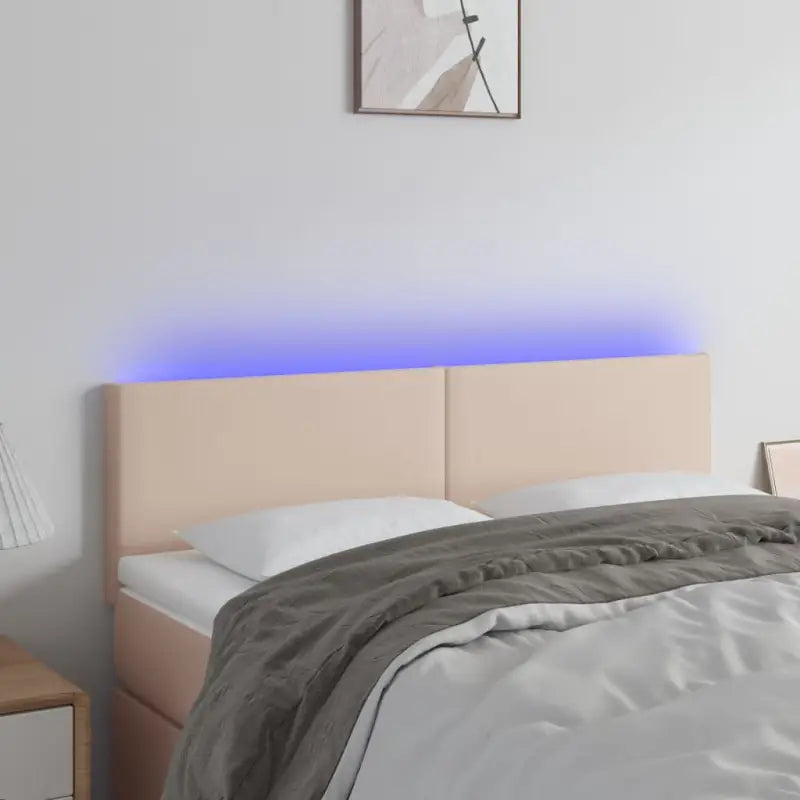 LED Hoofdbord en Voetbord in Kunstleer voor de Slaapkamer - Cappuccino / 144 x 5 x 78/88 cm / 1 - Hoofdborden