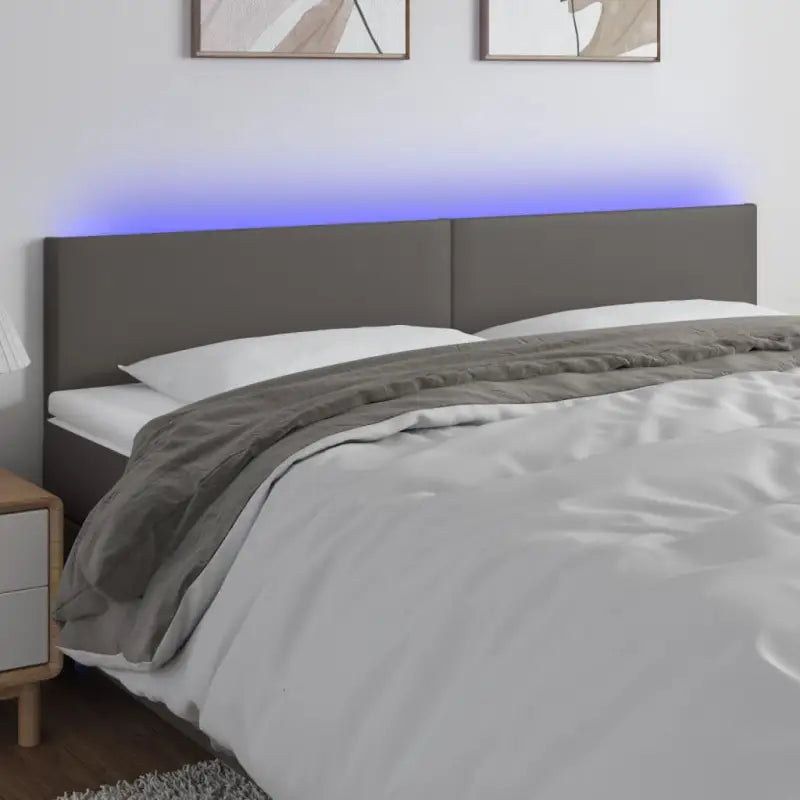 LED Hoofdbord en Voetbord in Kunstleer voor de Slaapkamer - Grijs / 200 x 5 x 78/88 cm / 1 - Hoofdborden en voetborden