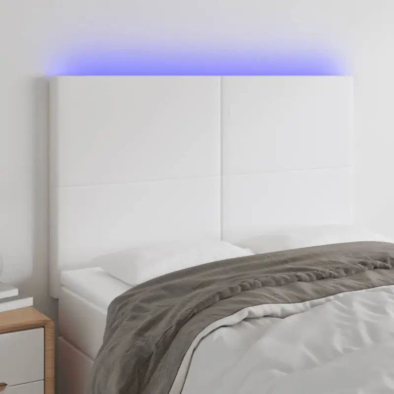 LED Hoofdbord en Voetbord in Kunstleer voor de Slaapkamer - Wit / 144 x 5 x 118/128 cm / 1 - Hoofdborden en voetborden