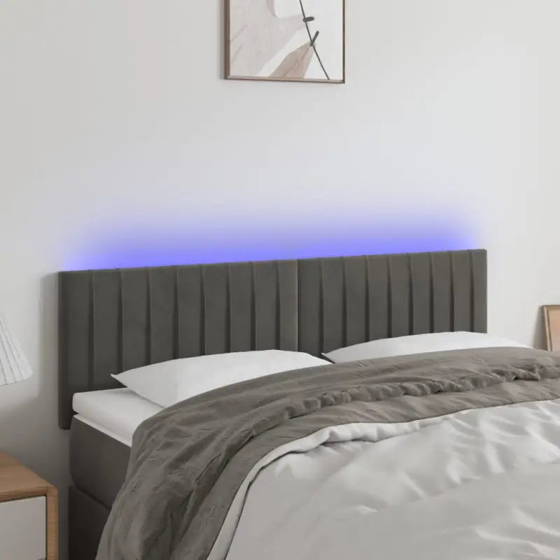 LED Hoofdbord voor een moderne slaapkamer uitstraling - Donkergrijs / 144 x 5 x 78/88 cm / 1 - Hoofdborden en voetborden