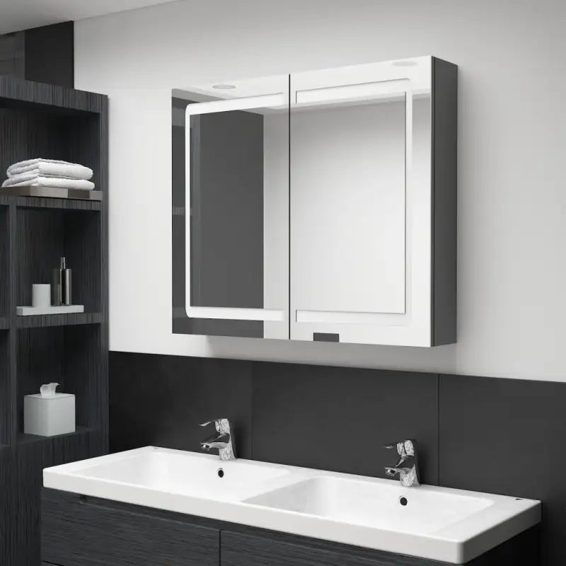 LED Opmaakkastje voor Badkamer met Spiegel en Verlichting - Grijs / 1 - Badkamerkaptafels