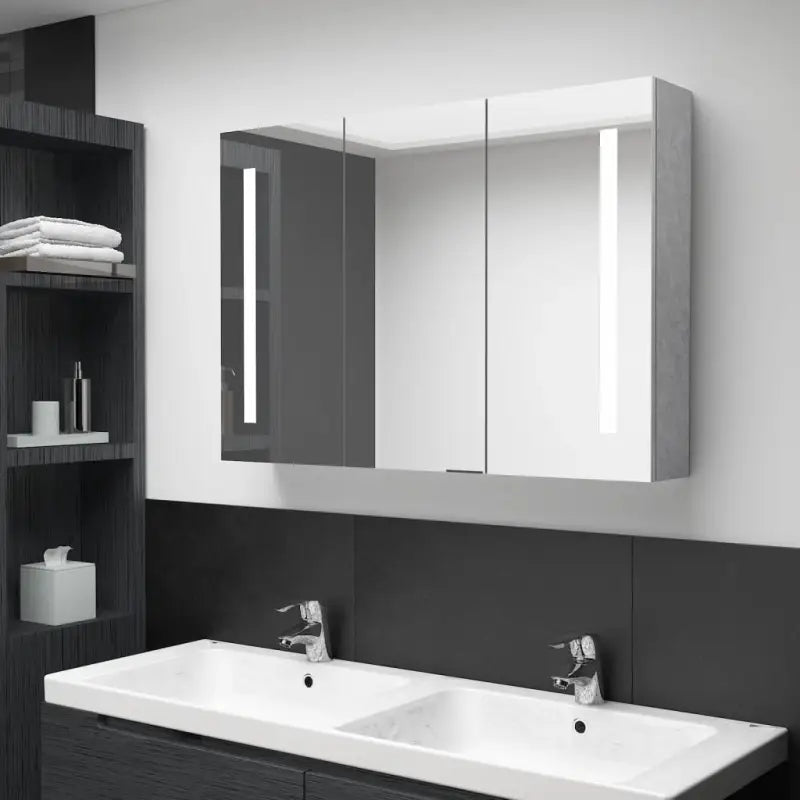 LED-Wandspiegelkast voor een moderne en sfeervolle badkamer - Betongrijs / 89 x 14 x 62 cm / 1 - Badkamerkaptafels