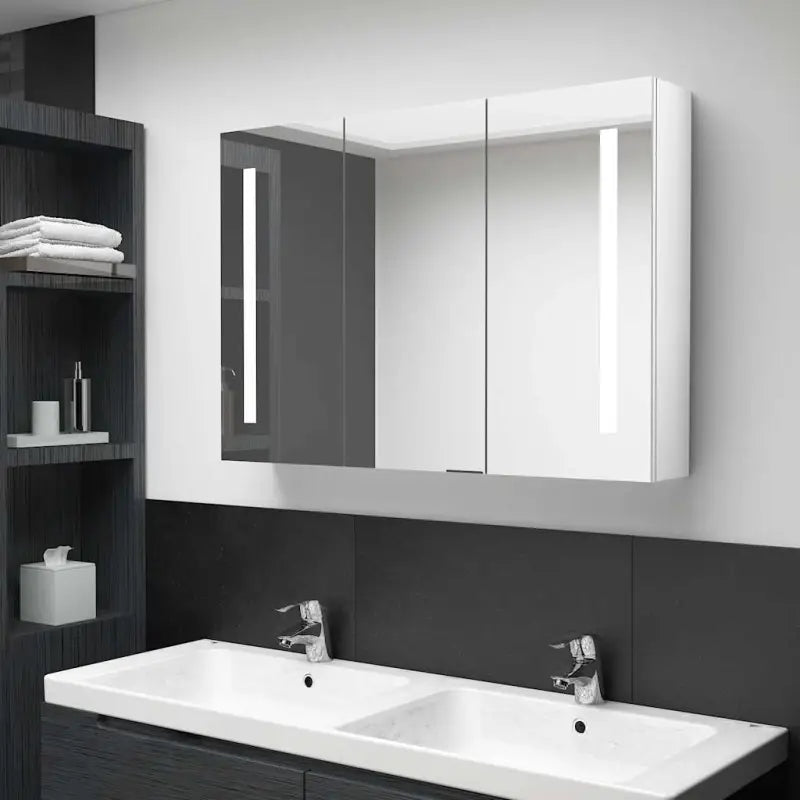 LED-Wandspiegelkast voor een moderne en sfeervolle badkamer - Glanzend wit / 89 x 14 x 62 cm / 1 - Badkamerkaptafels