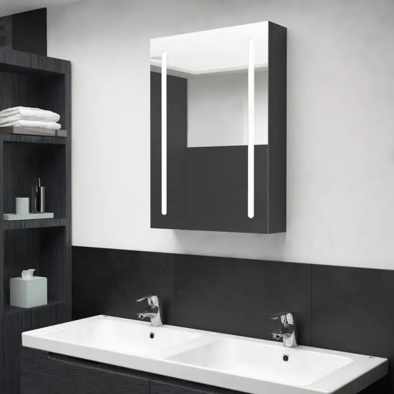 LED-Wandspiegelkast voor een moderne en sfeervolle badkamer - Glanzend zwart / 50 x 13 x 70 cm / 1 - Badkamerkaptafels