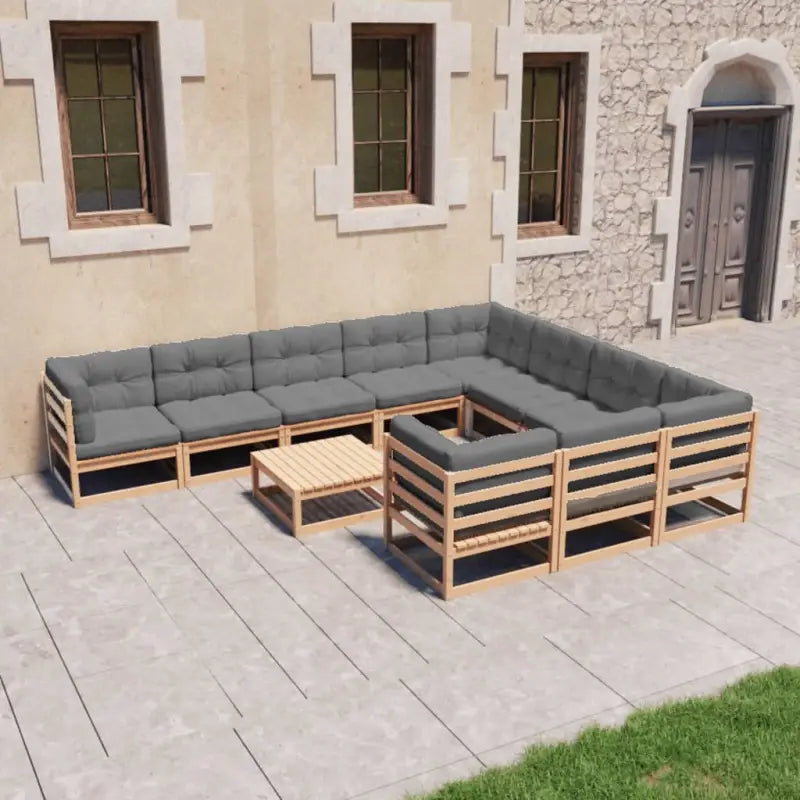 Leren loungeset met tafel en voetenbank voor buiten ontspanning - Naturel / Ja - Tuinsets