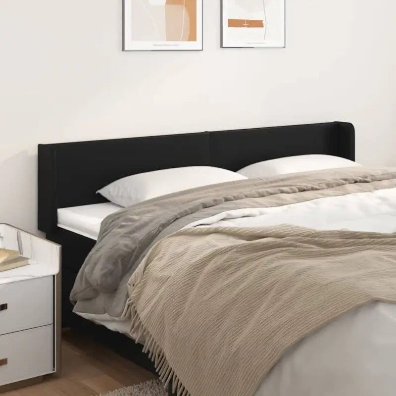 Levering bevat een klassiek hoofdbord met trendy ontwerp en hoogwaardig kunstleer - Zwart / 203 x 16 x 78/88 cm / 1