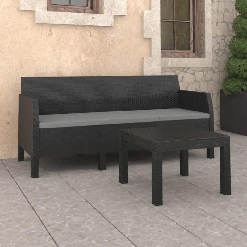 Lichte tuinset voor buitengebruik met gemakkelijk te reinigen materiaal - Driezitsbank + Tafel - Tuinsets