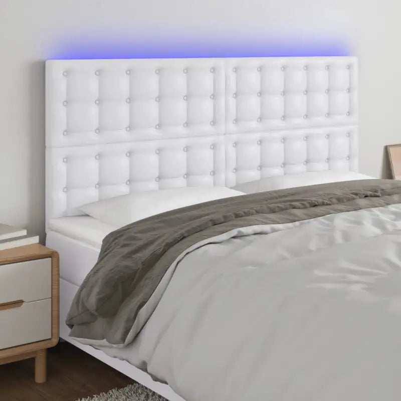 Lichtgevend Hoofdbord en Voetbord in Modern Kunstleer - Wit / 160 x 5 x 118/128 cm / 1 - Hoofdborden en voetborden