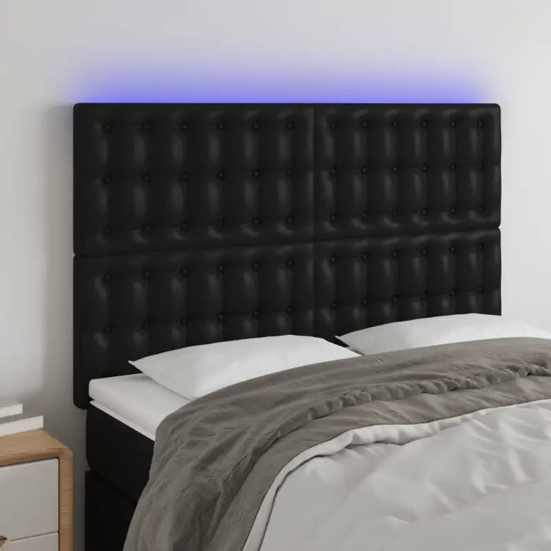 Lichtgevend Hoofdbord en Voetbord in Modern Kunstleer - Zwart / 144 x 5 x 118/128 cm / 1 - Hoofdborden en voetborden