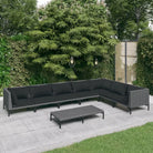 Lichtgewicht loungeset met halfrond PE-rattan en comfortabele afmetingen - 3x hoek + 4x midden + Tafel - Tuinsets