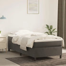 Lichtgrijs bed met multiplex lattenbodem en zacht fluweel materiaal - Donkergrijs / 90 x 190 cm / 35 cm - Bedden &