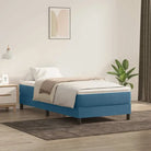 Lichtgrijs bed met multiplex lattenbodem en zacht fluweel materiaal - Donkerblauw / 100 x 210 cm / 25 cm - Bedden &