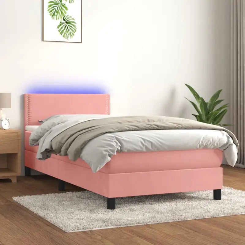 Lichtgrijs boxspring met fluweel materiaal en schuim vulling - Bedden & bedframes