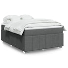 Lichtgrijs boxspringbed met ademend vermogen en duurzame vulling - Donkergrijs / 140 x 200 cm - Bedden & bedframes