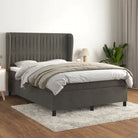 Lichtgrijs materiaal bed met schuim vulling voor comfortabele nachtrust - Donkergrijs / 140 x 200 cm / Verticale
