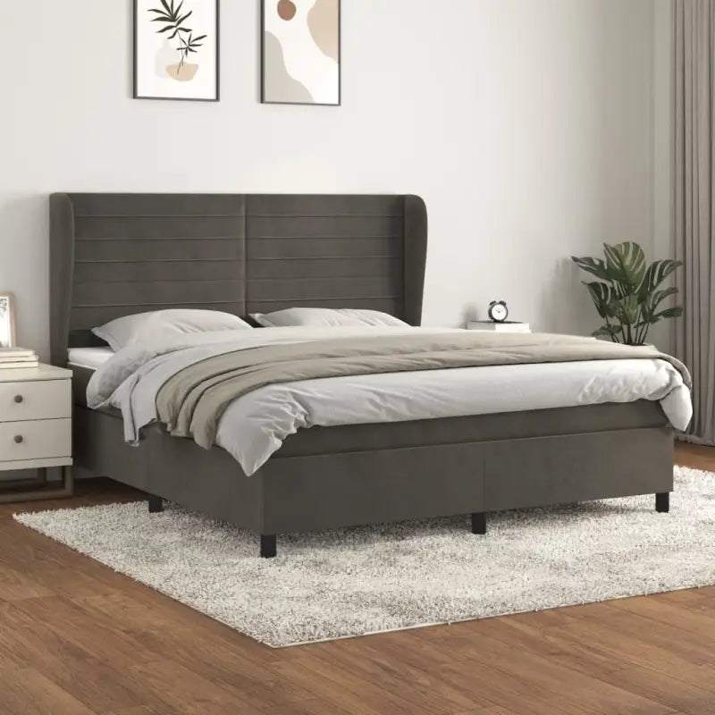 Lichtgrijs materiaal bed met schuim vulling voor comfortabele nachtrust - Donkergrijs / 180 x 200 cm / horizontale