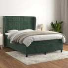 Lichtgrijs materiaal bed met schuim vulling voor comfortabele nachtrust - Donkergroen / 140 x 190 cm / Blok