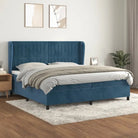 Lichtgrijs materiaal bed met schuim vulling voor comfortabele nachtrust - Donkerblauw / 200 x 200 cm / Verticale