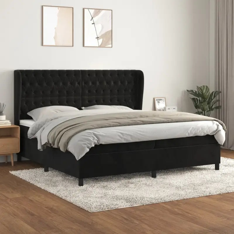 Lichtgrijs materiaal bed met schuim vulling voor comfortabele nachtrust - Zwart / 200 x 200 cm / Getuft ontwerp