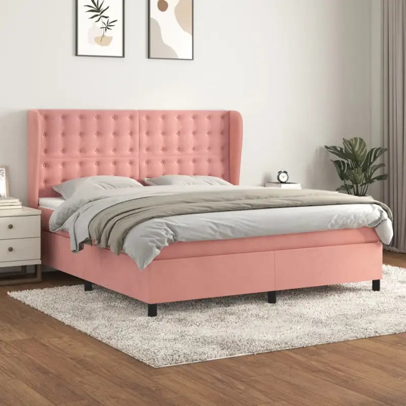 Lichtgrijs materiaal bed met schuim vulling voor comfortabele nachtrust - Roze / 160 x 200 cm / knoppwn - Bedden &