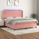 Lichtgrijs materiaal boxspring met schuim vulling voor een rustgevende slaap - Roze / 180 x 200 cm / Getuft ontwerp