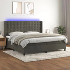 Lichtgrijs materiaal boxspring met schuim vulling voor een rustgevende slaap - Donkergrijs / 200 x 200 cm / knoppwn