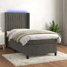 Lichtgrijs materiaal boxspring met schuim vulling voor een rustgevende slaap - Donkergrijs / 80 x 200 cm / Verticale