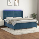 Lichtgrijs materiaal boxspring met schuim vulling voor een rustgevende slaap - Donkerblauw / 180 x 200 cm / Effen