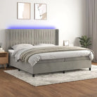 Lichtgrijs materiaal boxspring met schuim vulling voor een rustgevende slaap - Lichtgrijs / 200 x 200 cm / Verticale