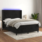 Lichtgrijs materiaal boxspring met schuim vulling voor een rustgevende slaap - Zwart / 140 x 200 cm / Effen ontwerp