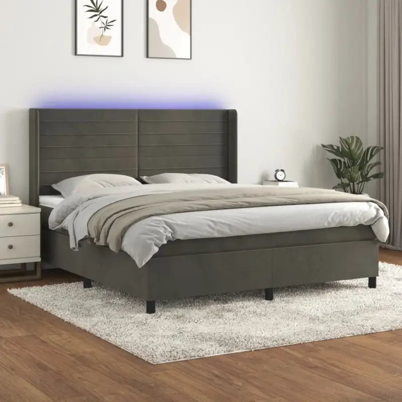 Lichtgrijs materiaal boxspring met schuim vulling voor een rustgevende slaap - Donkergrijs / 180 x 200 cm / horizontale