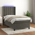 Lichtgrijs materiaal boxspring met schuim vulling voor een rustgevende slaap - Donkergrijs / 100 x 200 cm / knoppwn