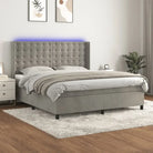 Lichtgrijs materiaal boxspring met schuim vulling voor een rustgevende slaap - Lichtgrijs / 160 x 200 cm / knoppwn