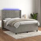 Lichtgrijs materiaal boxspring met schuim vulling voor een rustgevende slaap - Lichtgrijs / 140 x 200 cm / knoppwn