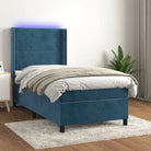Lichtgrijs materiaal boxspring met schuim vulling voor een rustgevende slaap - Donkerblauw / 90 x 200 cm / Effen