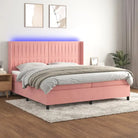 Lichtgrijs materiaal boxspring met schuim vulling voor een rustgevende slaap - Roze / 200 x 200 cm / Verticale strepen