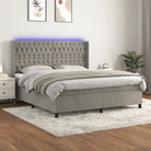Lichtgrijs materiaal boxspring met schuim vulling voor een rustgevende slaap - Lichtgrijs / 180 x 200 cm / Getuft